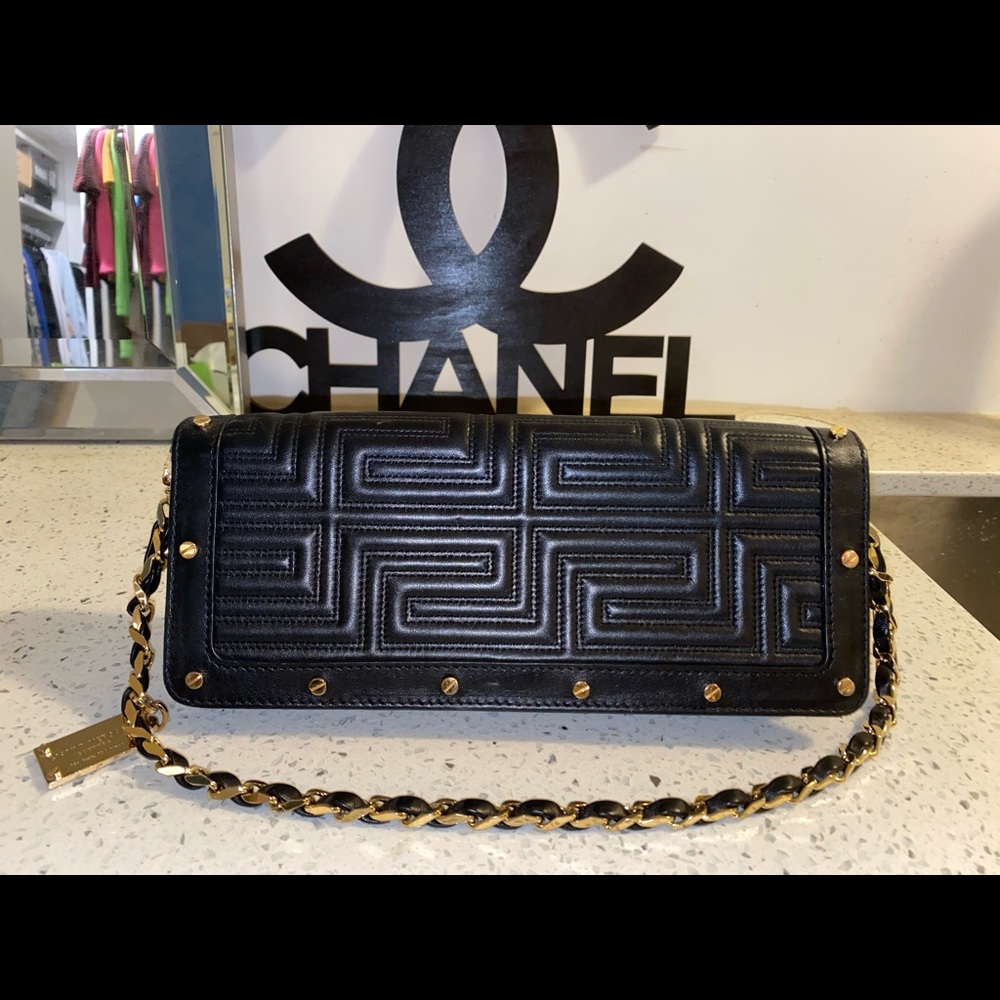 Versace Clutch with Gold Shoulder Strap